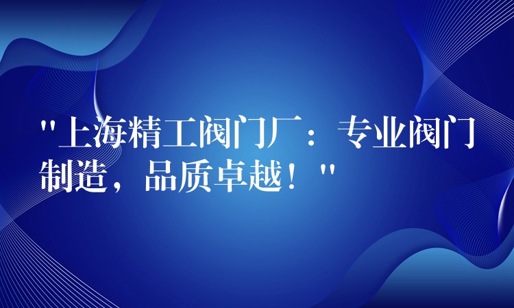 “上海精工阀门厂：专业阀门制造，品质卓越！”