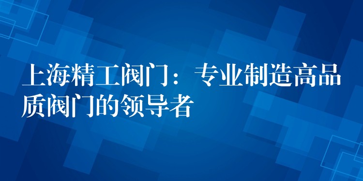 上海精工阀门：专业制造高品质阀门的领导者