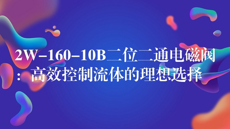 2W-160-10B二位二通电磁阀：高效控制流体的理想选择