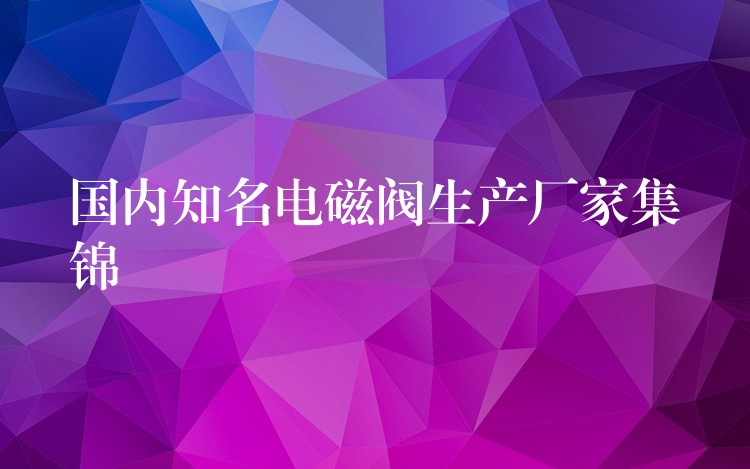 国内知名电磁阀生产厂家集锦