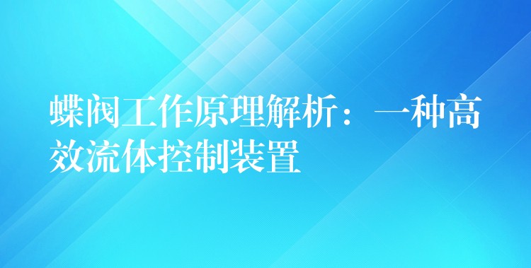 蝶阀工作原理解析：一种高效流体控制装置